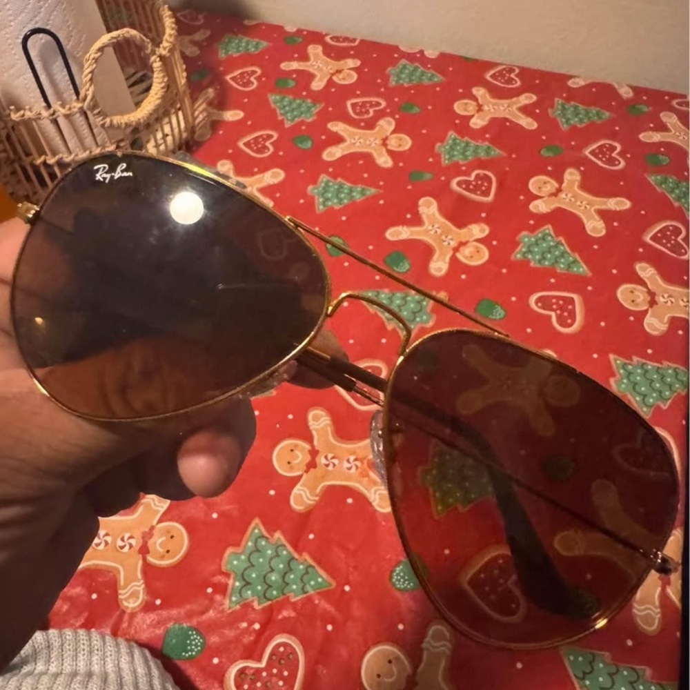 Ray-Ban Gold Frame Sunglasses with Brown Lenses